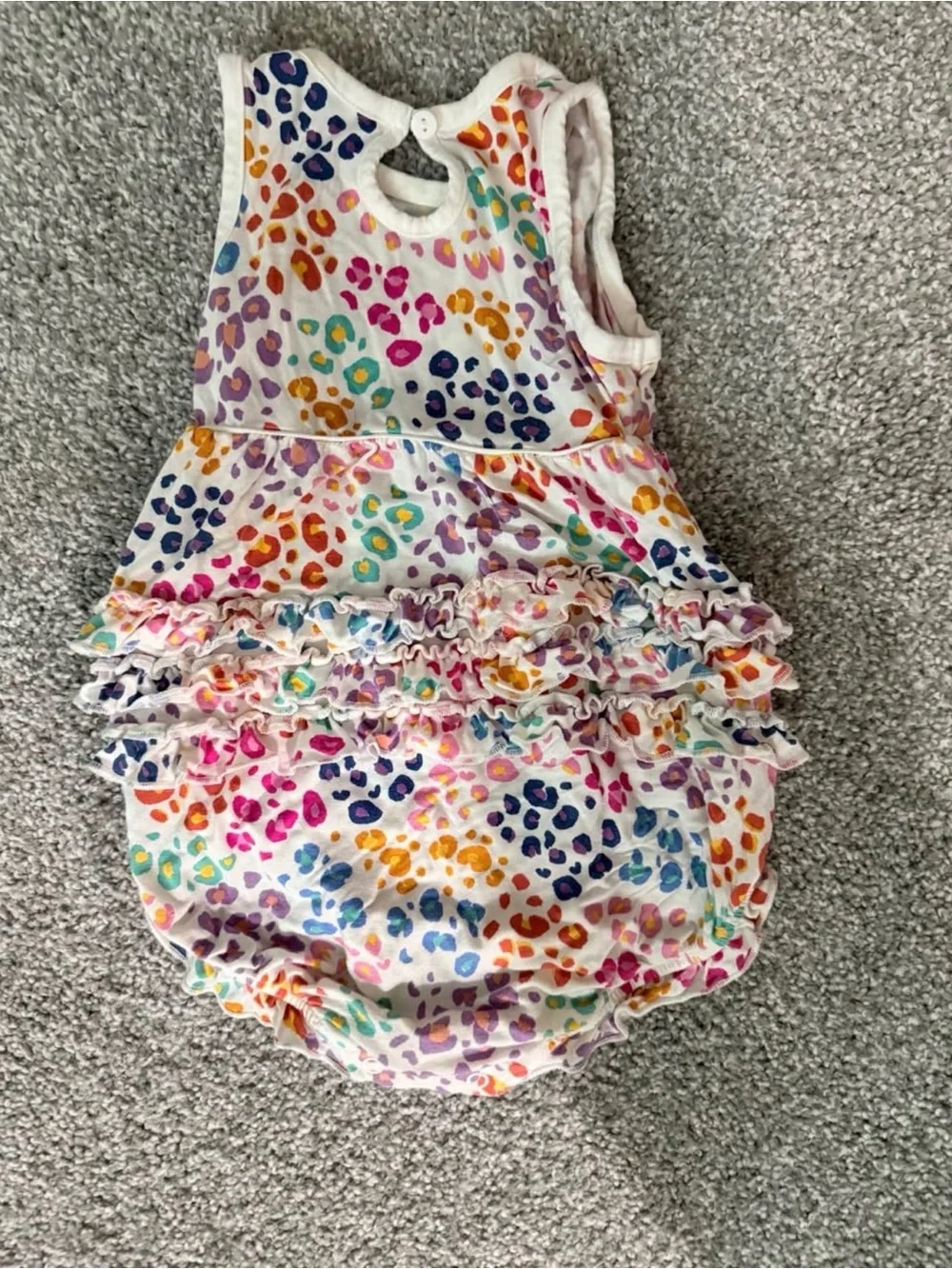 Little Sleepies Multicolor Leopard Ruffle One-Piece